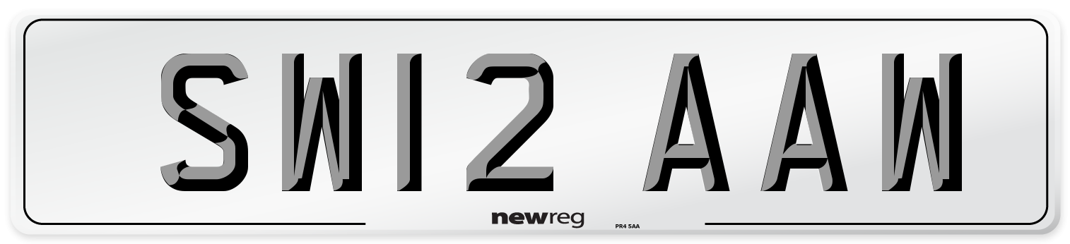 SW12 AAW Number Plate from New Reg